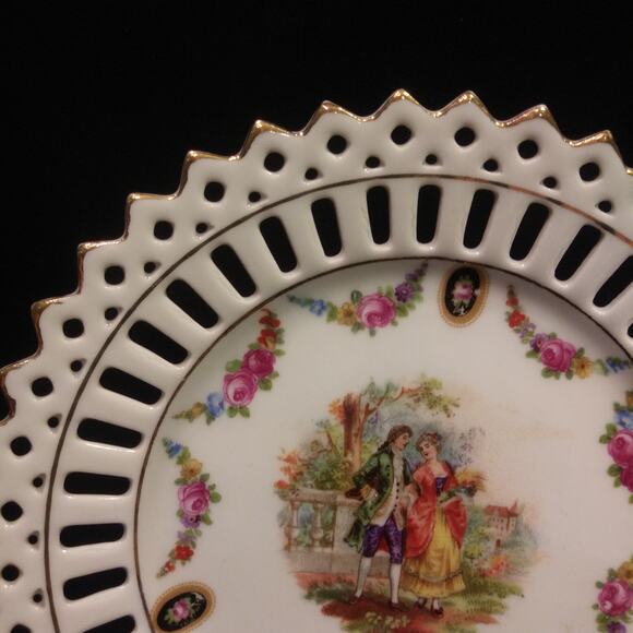 10 Pc Antique 1910 German Lattice Edged Porcelain Bread/Tea Plates - Picture 13 of 16